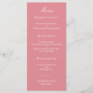 Elegant Blush Pink Wedding Menu