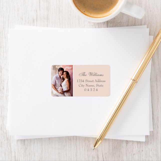 Elegant Blush Pink Wedding Photo Return Address Label (Insitu)