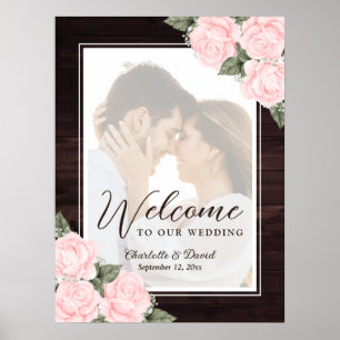 Elegant Blush Pink Wedding Photo Welcome Sign