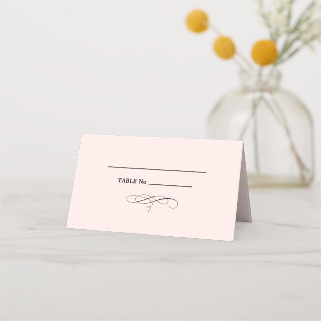 Elegant Blush Pink Wedding Table Place Cards (Front)