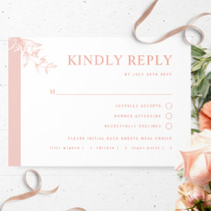 Elegant Blush Pink Wedding With/without Meal RSVP Card