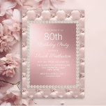 Elegant Blush Pink White 80th Birthday Party Invitation<br><div class="desc">Elegant and chic,  decorative metallic blush pink and white 80th birthday party invitation for women.</div>