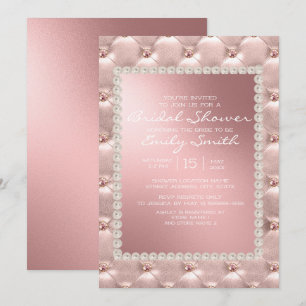 Elegant Blush Pink White Bridal Shower Invitation