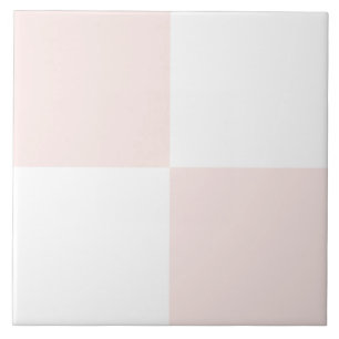 Elegant Blush Pink White Chequered Ceramic Tile
