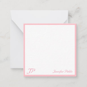 Elegant Blush Pink White Handwritten Text Monogram Card