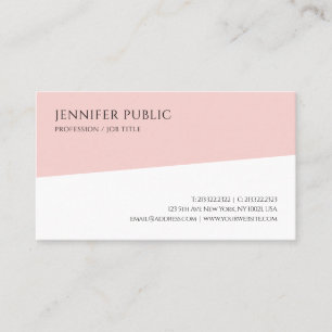 Elegant Blush Pink White Modern Minimalist Trendy Business Card