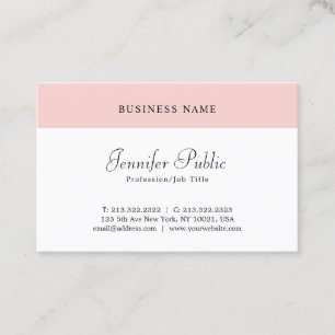 Elegant Blush Pink White Modern Simple Template Business Card