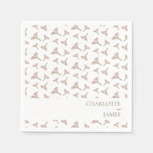 Elegant Blush Pink Wildflower Minimalist Wedding Napkin