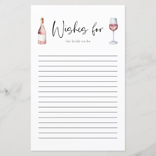 Elegant Blush Pink Wine Advice For The Bride Card (Front)