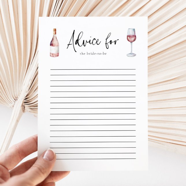 Elegant Blush Pink Wine Bridal Shower Advice Card (Creator Uploaded)