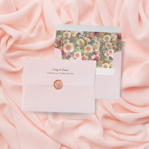 Elegant Blush Pink With Florals Wedding Envelope