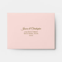 Elegant Blush Pink with Gold Lace Wedding RSVP