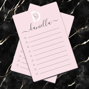 Elegant Blush Pink & Women Face Line Art Monogram Post-it Notes