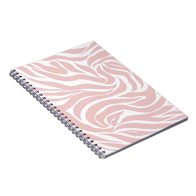 Elegant Blush Pink Zebra White Animal Print Notebook (Right Side)