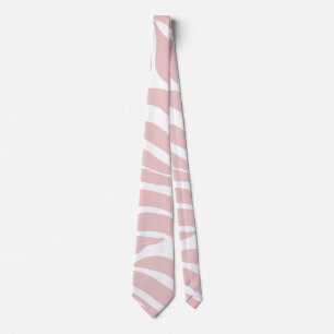 Elegant Blush Pink Zebra White Animal Print Tie