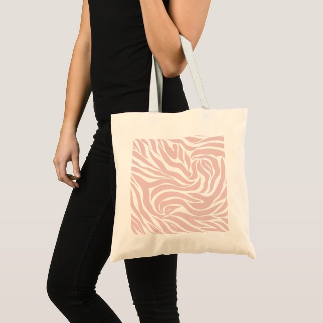 Elegant Blush Pink Zebra White Animal Print Tote Bag (Front (Product))