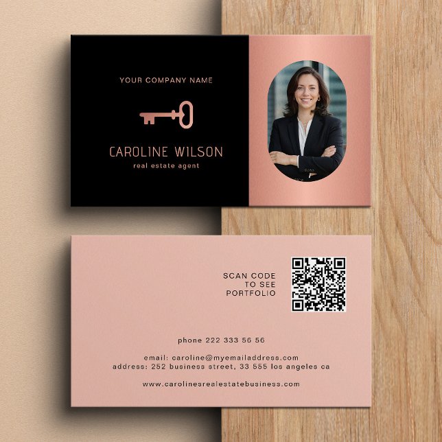 Elegant blush professional real estate photo business card (Creator Uploaded)