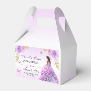 Elegant Blush Purple Floral Quinceañera Birthday Favour Box