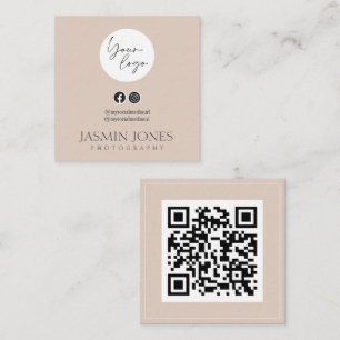 Elegant Blush QR Code Square Business Card