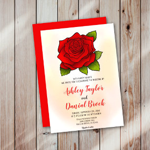Elegant Blush Romantic Red Flower Floral Wedding Invitation