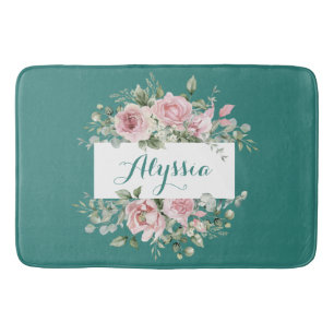 Elegant Blush Rose Bath Mat