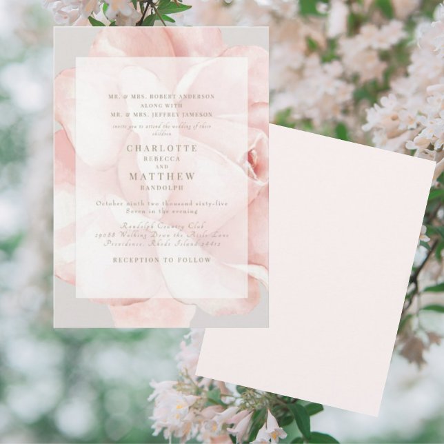 Elegant Blush Rose Both Parents Wedding Invitation (Creator Uploaded)