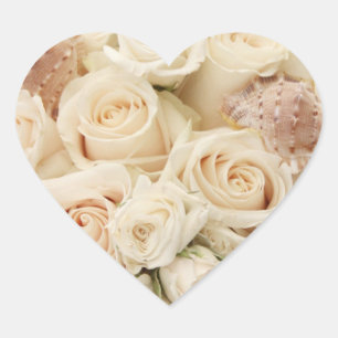 Elegant Blush Rose Floral Heart Heart Sticker