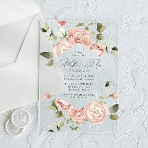 Elegant Blush Rose Garden Mother's Day Brunch Acrylic Invitations