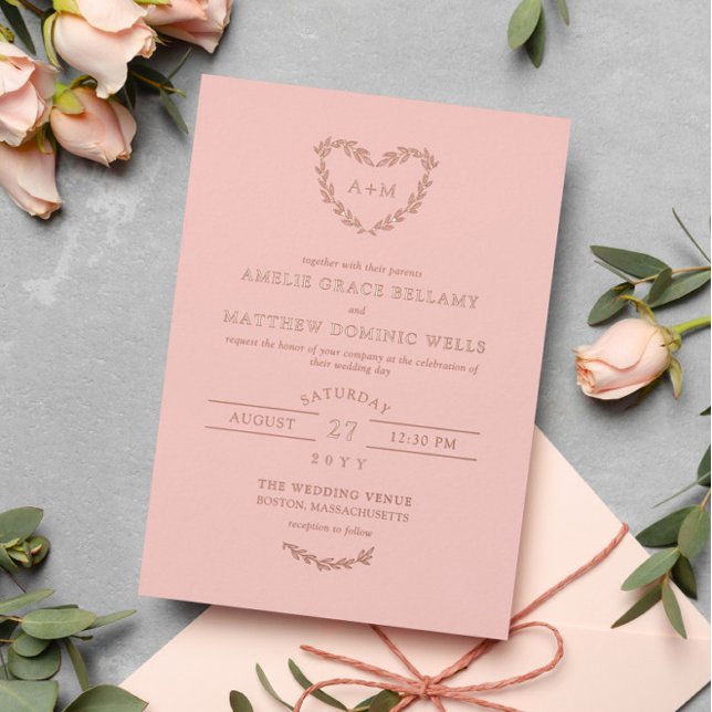 Elegant Blush & Rose Gold Heart Wreath Wedding (Creator Uploaded)