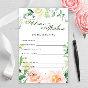 Elegant Blush Rose Greenery Advice and Wishes card
