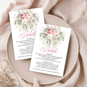 Elegant blush rose greenery gold minimalist weddin enclosure card