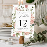 Elegant Blush Roses and Greenery Wedding Table Number<br><div class="desc">Elegant floral wedding table number cards featuring the table number, your names, and wedding date framed by blush pink and dusty rose with lush green leaves. The watercolor floral table numbers are perfect for your spring or summer wedding. Designed to coordinate with our Elegant Blush Roses and Greenery wedding collection....</div>