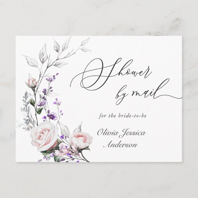 Elegant Blush Roses  Bridal Shower By Mail Postcard (Front)