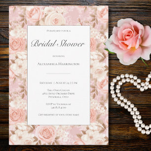 Elegant Blush Roses Bridal Shower  Invitation