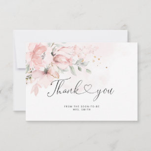 Elegant blush roses bridal shower thank you card