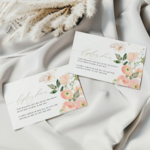 Elegant Blush & Sage Green Flowers Display Shower Enclosure Card