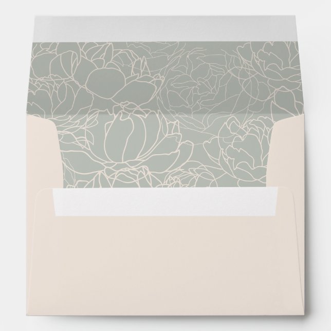 Elegant Blush & Sage Green Wedding 5x7 Invitation Envelope (Back (Bottom))