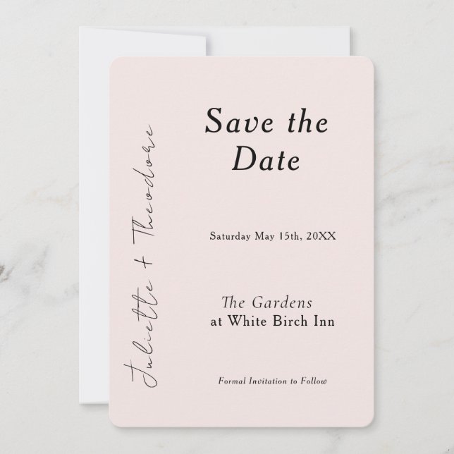 Elegant Blush Save the Date (Front)