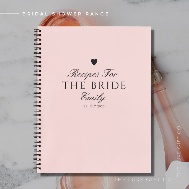 Elegant Blush Script Bridal Shower Gift Recipe Notebook (Creator Uploaded)