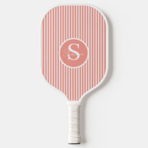 Elegant Blush Striped Monogram Pickleball Paddle