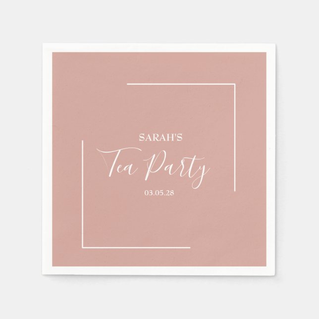 Elegant Blush Tea Party Birthday Napkin (Front)