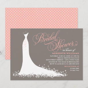 Elegant Blush Warm Grey Wedding Gown Bridal Show Invitation