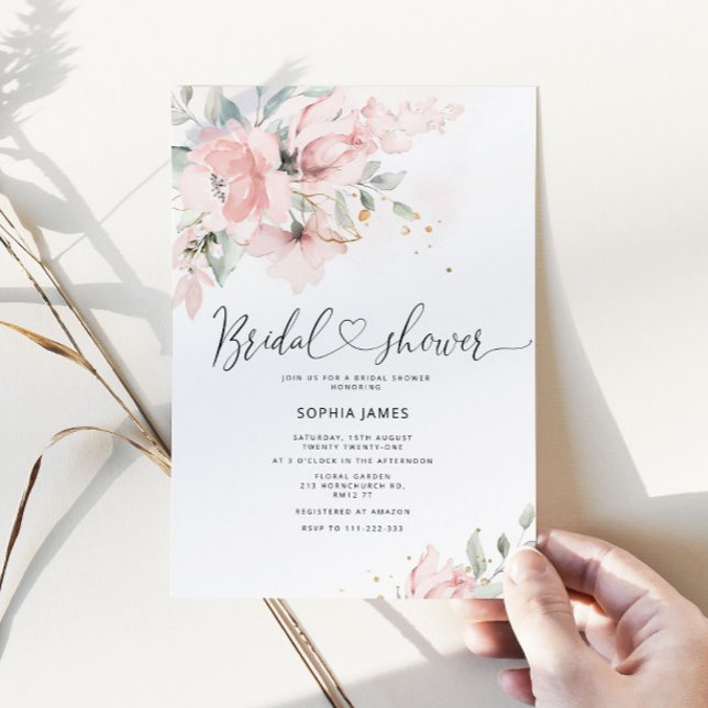 Elegant blush watercolor bridal shower invitation (Creator Uploaded)