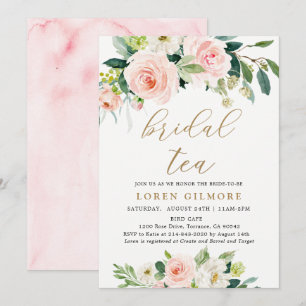 Elegant Blush Watercolor Bridal Tea Party Invitation