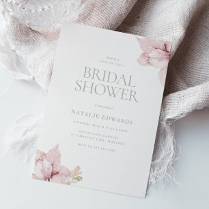 Elegant Blush Watercolor Floral Bridal Shower Invitation
