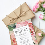 Elegant Blush Watercolor Floral Bridal Shower  Pos Announcement Postcard<br><div class="desc">Elegant Watercolor Blush Floral Bridal Shower Invitation Postcard. Beautiful roses with foliage on a dramatic navy blue background. You can easily personalise your bridal shower invitation by using our easy to use design tool. If you need assistance personalising your bridal shower invitation please don't hesitate to reach out. Like us...</div>