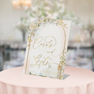 Elegant Blush Watercolor Floral Cards and Gifts Pedestal Sign