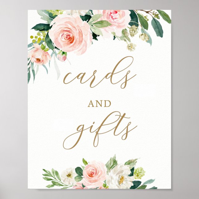 Elegant Blush Watercolor Floral Cards and Gifts Poster (Front)