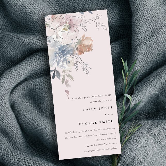 Elegant Blush Watercolor Floral Engagement  Invitation (Creator Uploaded)