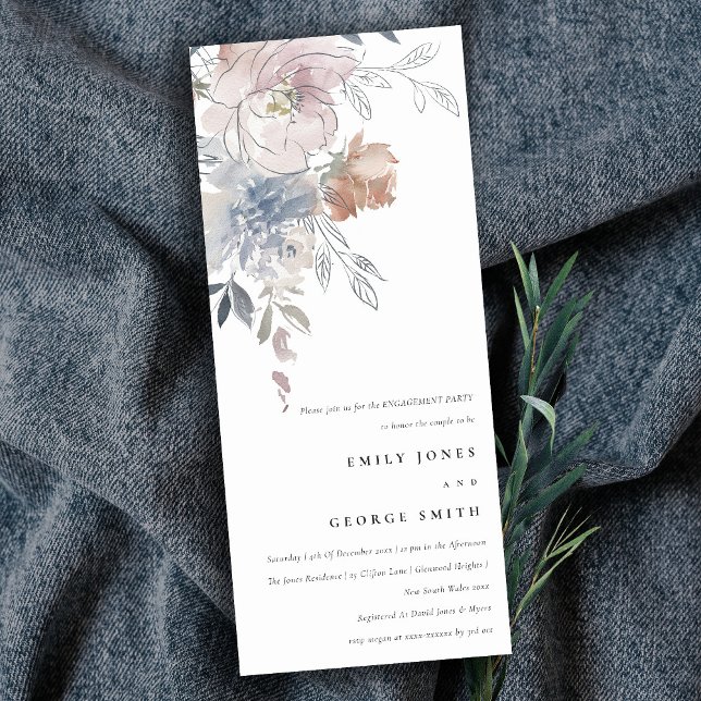 Elegant Blush Watercolor Floral Engagement  Invitation (Creator Uploaded)